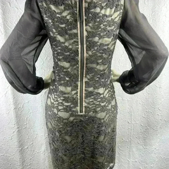 ELIZA J Gray Long -Sleeved Lace Dress - Picture 3 of 12